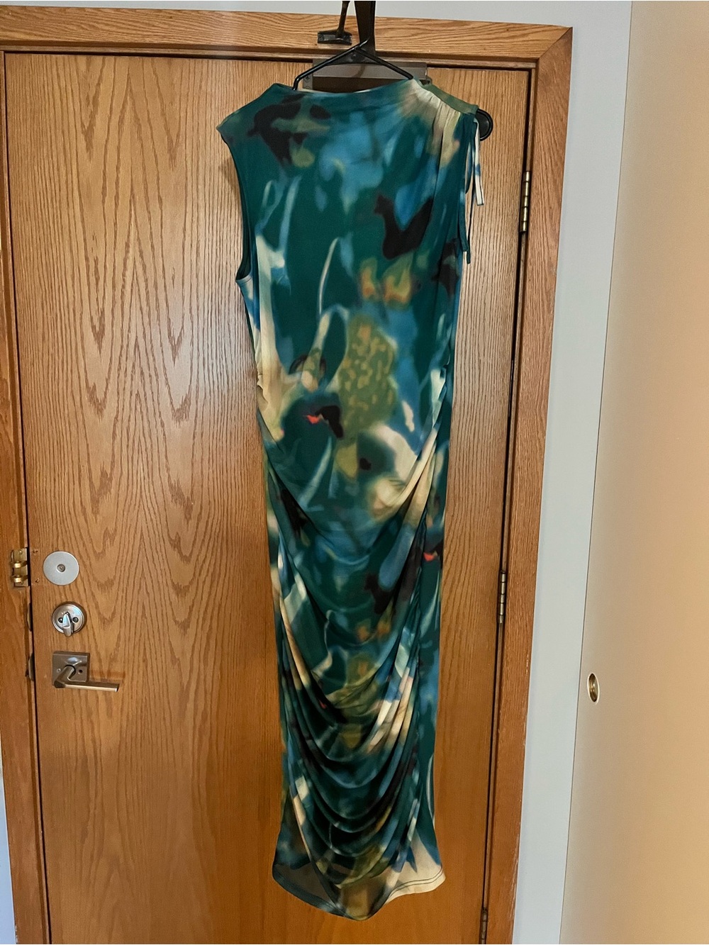Floral Green Maxi Bodycon Formal Dress - Picture 2 of 5